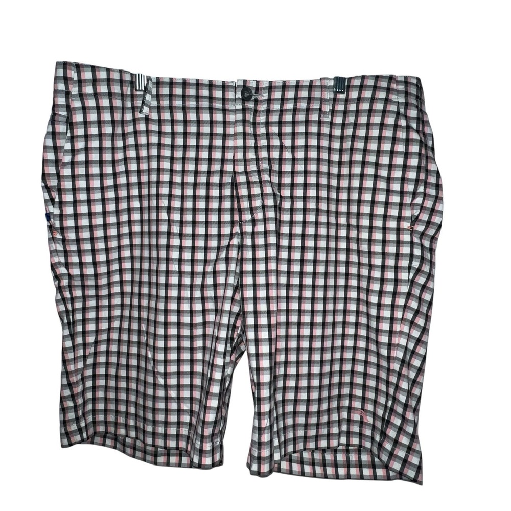 Tommy Bahama Shorts Mens Size 40 Pink/ Black Plaid Performance‎ Golf Chino Beach